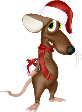 Мышь с подарком Клипарт новогодний