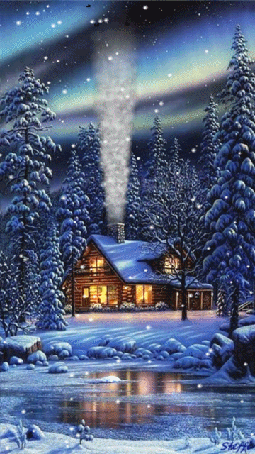 Домик в зимнем лесу Картинки зима