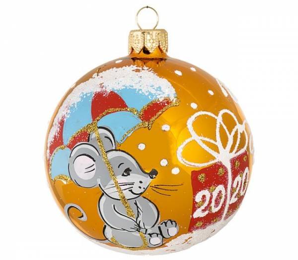 Ёлочный шар с мышкой 2020 Новогодние надписи