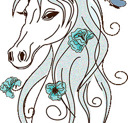 Лошадь белая с цветочками