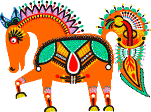 Расписная лошадь Картинки с символом 2019 года