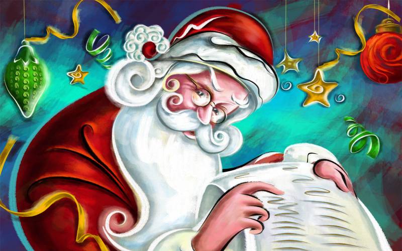 Веселый Санта Клаус Дед Мороз и Снегурочка