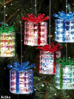 Новогодние фонарики в виде подарков Новогодние заставки на телефон