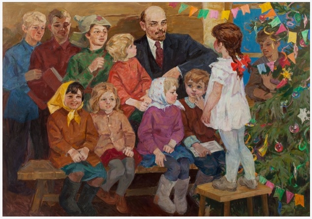 Ленин и дети у Новогодней елки Новогодние открытки СССР