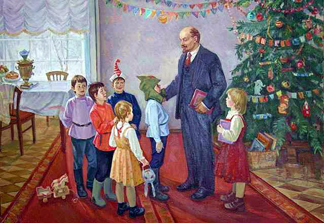 Ленин, дети и Новогодняя елка Новогодние открытки СССР