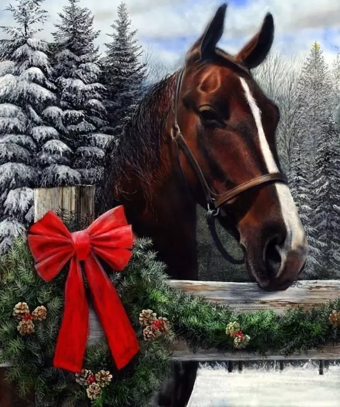 Картинка с Новым годом Год лошади