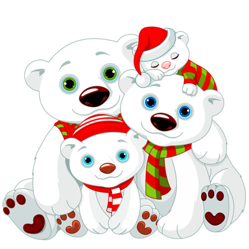 Белые медведи клипарт новогодний Клипарт