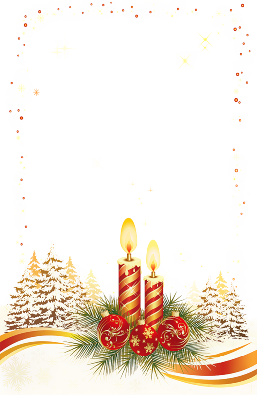 Рождественская рамка со свечами Клипарт