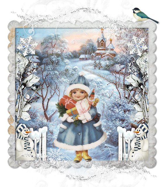 Зимняя детская открытка Зима