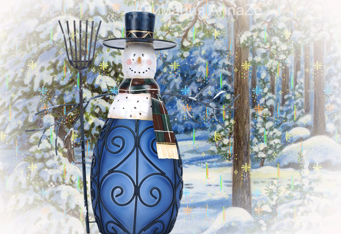 Снеговик анимированные картинки Зима
