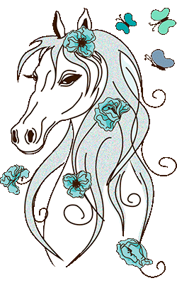 Лошадь белая с цветочками Картинки с символом