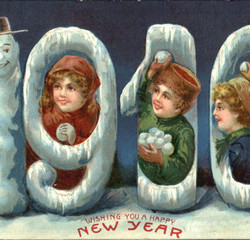 Новогодняя старинная открытка 1910 год