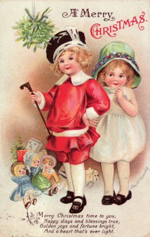 Старинная карточка со стихом на Рождество Христово Старинные открытки