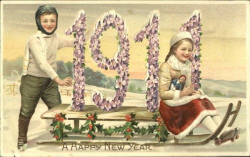 Новогодняя старинная открытка 1911 год Старинные открытки