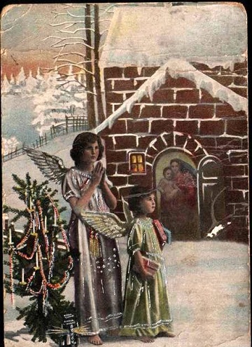 С Рождеством Христовымъ старинная открытка Старинные открытки