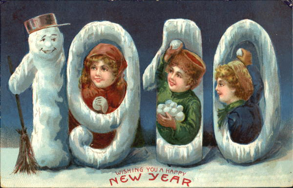 Новогодняя старинная открытка 1910 год Старинные открытки