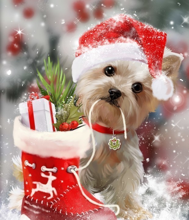 Новогодние поздравительные открытки с собакой С годом собаки