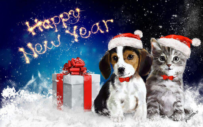 Красивые новогодние картинки  год собаки С годом собаки