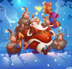 Дед Мороз с овечками