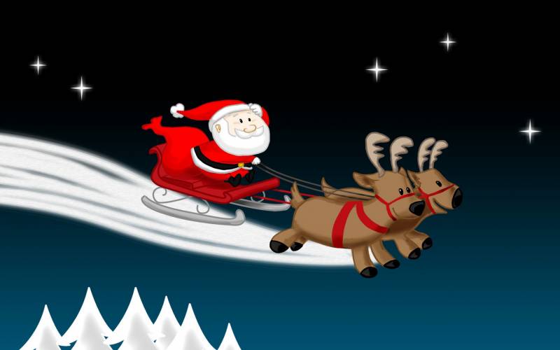 Санта спешит к нам в гости Дед Мороз и Снегурочка