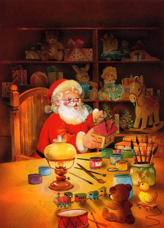 Дедушка Мороз готовит подарки к празднику Дед Мороз и Снегурочка