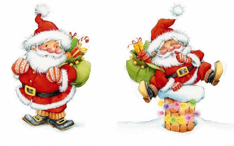 Новогодний фон для декупажа Дед Мороз и Снегурочка