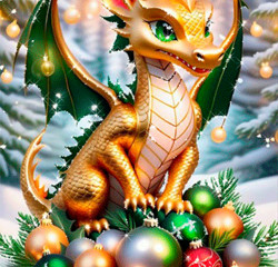 Новогодняя гиф открытка с Драконом