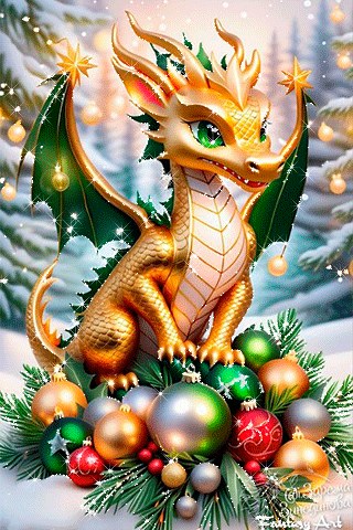 Новогодняя гиф открытка с Драконом Новогодние заставки